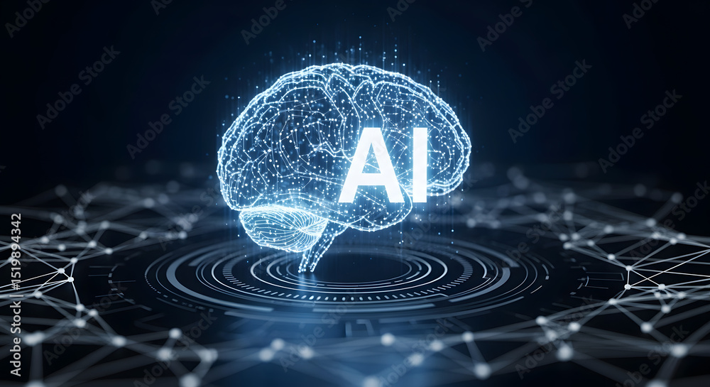 Poster ai brain artificial intelligence, neural networks, deep learning, machine learning, and cognitive co