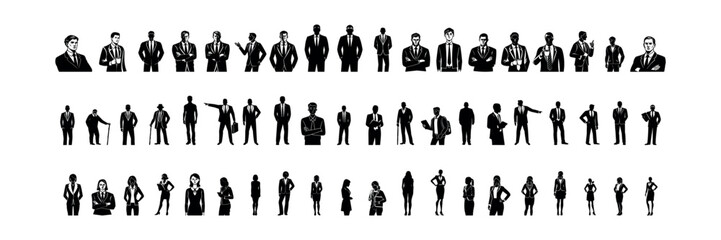 Silhouette Avatar Profile Icons Bundle – Vector Icon Set Isolated on White Background