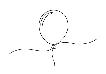 Simple Balloon Line Drawing: Minimalist Party Decoration Illustration