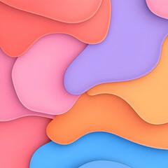 Abstract 3D Render of Layered Pastel Colors Forming Fluid Organic Shapes, Creating a Visually Appealing Background Design