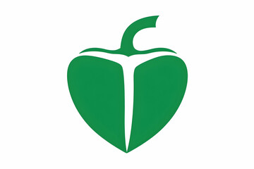 Abstract Green Heart-Shaped Pepper Illustration, a Vector Graphic Design for Vegan, Nature, and Health Themes.