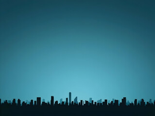 Abstract Teal City Skyline Silhouette Illustration