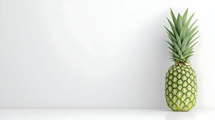 3D Render of a Single Pineapple against a White Background, Minimalist Style Illustration