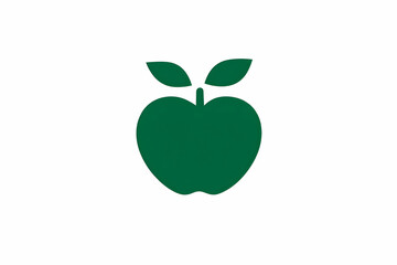 Green Apple Icon Illustration with Leaves, a Simple and Minimalist Vector Design, suitable for websites or applications.
