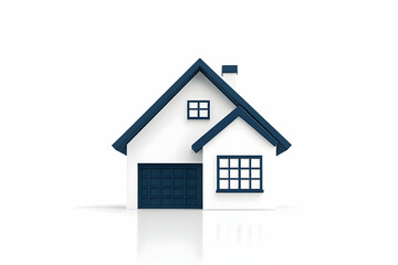 Stylized 3D Model of a House with Blue Accents on White Background