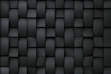 Abstract 3D Black Background: Interwoven Curved Squares create a Seamless, Textured Pattern for Design Projects.