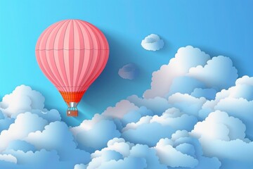 Fototapeta premium Whimsical Vector Art A Charming Hot Air Balloon in the Sky