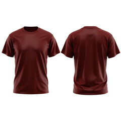 Realistic Maroon T-Shirt Mockup Front and Back Views 