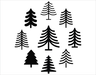 Obraz premium Forest Fir Tree Silhouette Bundle