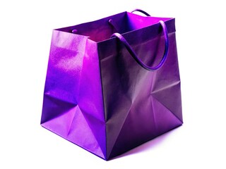 Purple Paper Bag Mockup, Isolated White Background, High Depth of Field, Product Packaging, Shopping Bag, Gift Bag