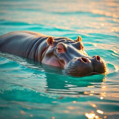 Fototapeta premium hippopotamus in water
