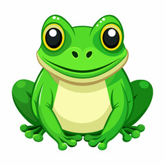 green frog on white