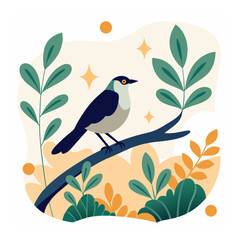 
Flat Style Bird on Branch