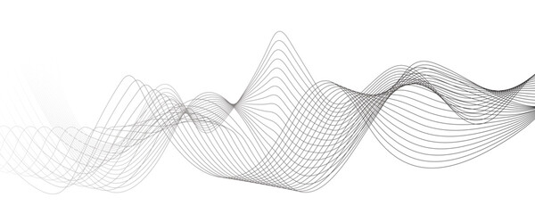Smooth wave abstract vector background with shadow. background image with dynamic curves.Visual music wave frequencies rhythm. Wave melody lines on white.