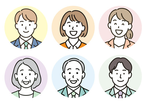男女のビジネスプロフィールアイコンセット