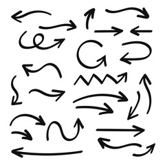 Set with hand drawn line arrows.Vector illustration