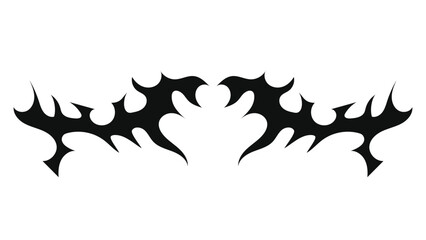 Tribal shape black silhouette with abstract shape. Gothic tattoo design illustration
