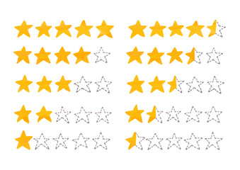 手描きの水彩風レビュー用星素材セット