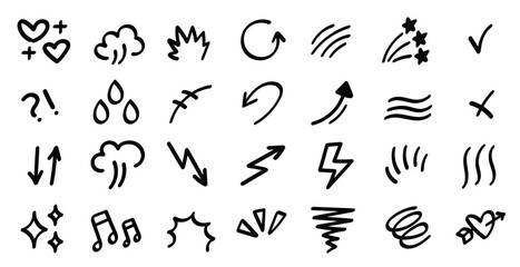 Line movement effect element, cartoon emotion effect decoration icon.