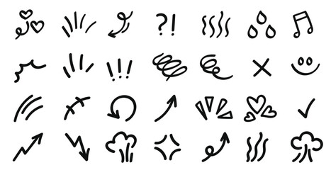 Line movement effect element, cartoon emotion effect decoration icon. Vector illustration