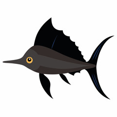 Vector art illustration of a sailing fish in the sea