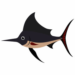 Vector art illustration of a sailing fish in the sea