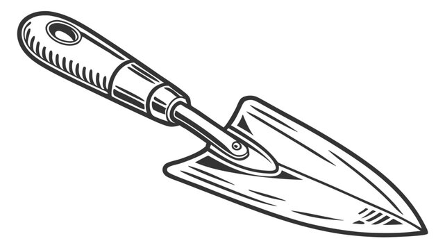 black and white garden trowel clip art preview
