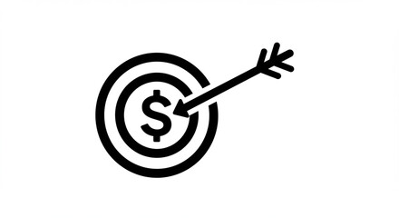 Financial target icon with dollar sign and arrow hitting center

