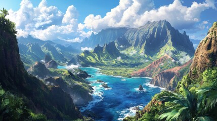 Obraz premium Secluded Cove and Majestic Cliffs 