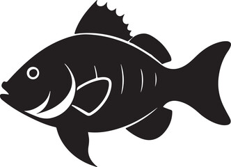 crappie fish silhouette, black and white silhouette, vector and illustration