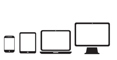 Device icon set .Laptop, Computer, Tablet and Smartphone.Vector illustration