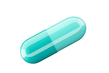 Single Blue and Teal Medical Capsule - Representing Medicine, Supplements, and Pharmaceutical...