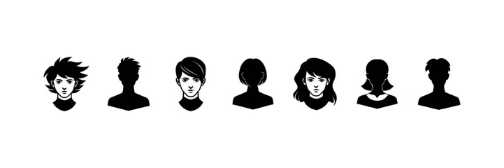 Silhouette Avatar Profile Icons – Vector Illustration White Background