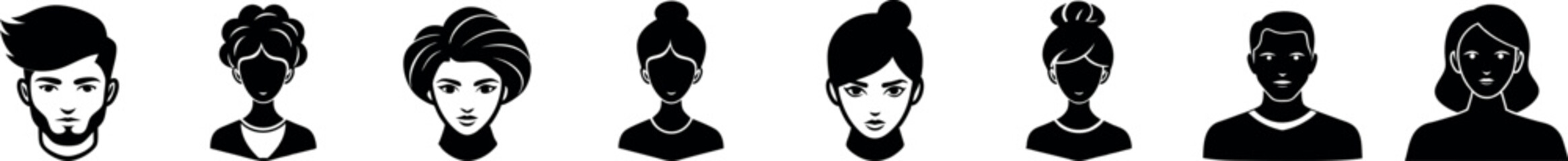Silhouette Avatar Profile Icons – Vector Illustration White Background