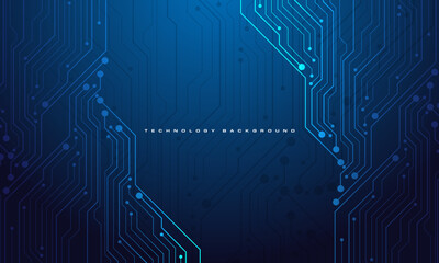 Abstract blue circuit cyber technology connected lines electronics computer digital design modern futuristic background vector