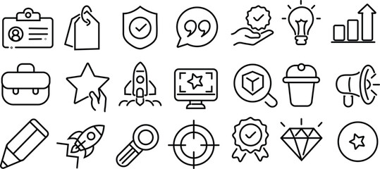 Branding and corporate identity editable stroke outline icon isolated on white background flat vector illustration