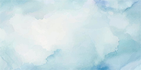 An Abstract and Serene Watercolor Scene Featuring a Light Blue Sky with Soft, Billowy Clouds, Capturing the Gentle Movement of the Sky and Creating a Calming, Dream-like Ambiance Perfect for Relaxatio