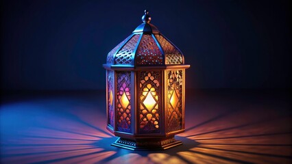 Ramadan Lantern Shadows: Indigo & Gold Mystical Copper Art Photography