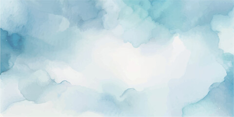 A Beautiful and Dreamy Watercolor Illustration of a Soft Light Blue Sky Filled with Delicate, Fluffy Clouds, Creating a Peaceful and Soothing Atmosphere that Evokes Feelings of Serenity and Tranquilit