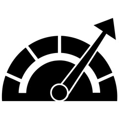 Speedometer gauge arrow pointing upward direction silhouette vector illustration