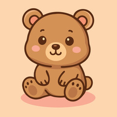 Cute teddy bear kawaii cartoon hand drawn.Vector illustration