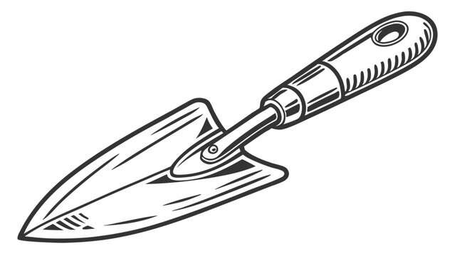 black and white garden trowel clip art preview
