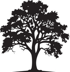 Oak tree silhouette design graphic vector tree with leaves black