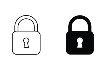 Padlock icon set vector illustration security concept outline and solid style design element for app
