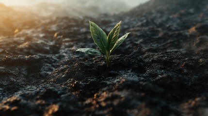 Young plant emerging from soil