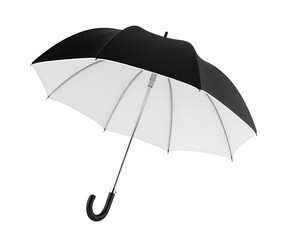 Classic black and white umbrella open on transparent background
