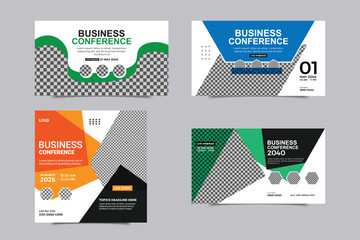 Business conference template, webinar invitation design.