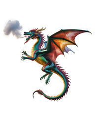 Cute Cartoon Dragon with Colorful Wings