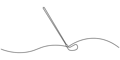Golf stick continuous line. Continuous one line drawing golf stick. Sport, competition concept. Single line drawing, One continuous line drawing of golf putter, golf line icon, white background