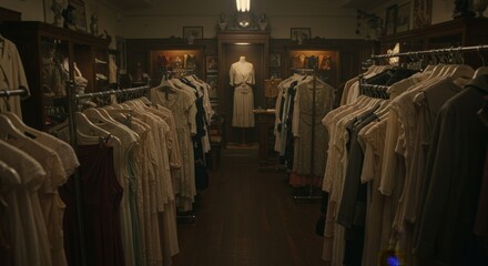 Naklejka premium Vintage clothing store with classic retro dresses